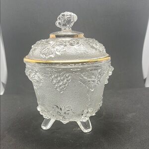 Elegant Pressed Glass Candy Dish with Lid